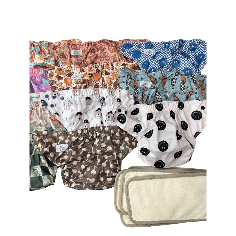 The Good Village Co Cloth Diaper Lot 11 Pack Reusable Pocket Diapers 5 Inserts